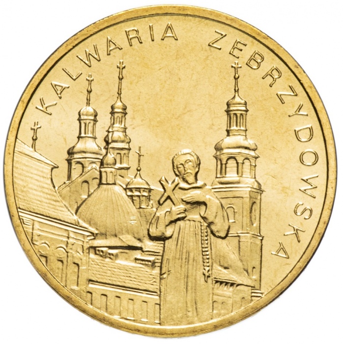 (192) Монета Польша 2010 год 2 злотых &quot;Кальвария Зебжидовска&quot;  Латунь  UNC
